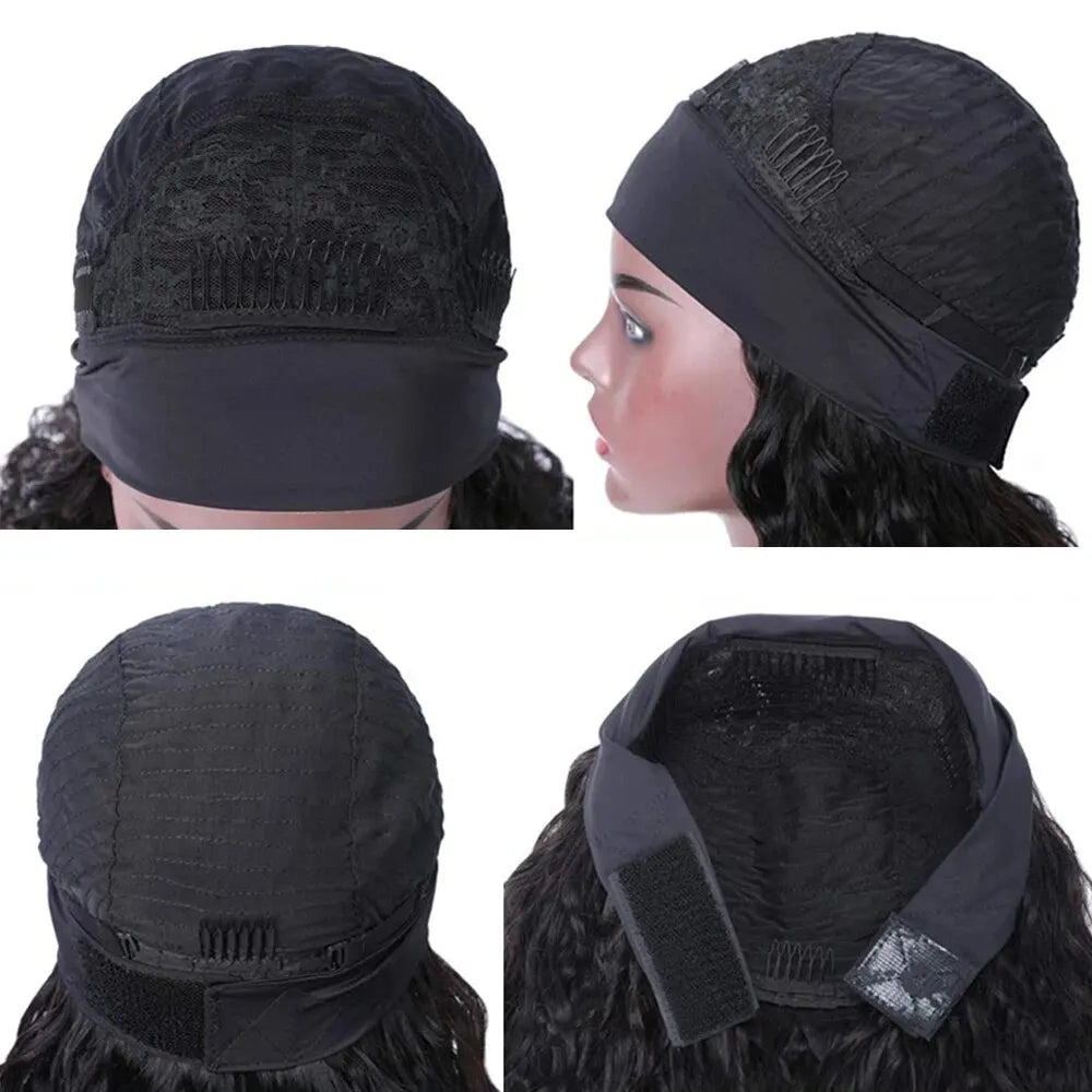 Kinky Straight Headband Wig Human Hair Wig Full Machine Made Brazilian Human Hair Wigs for Black Women 180% Density
