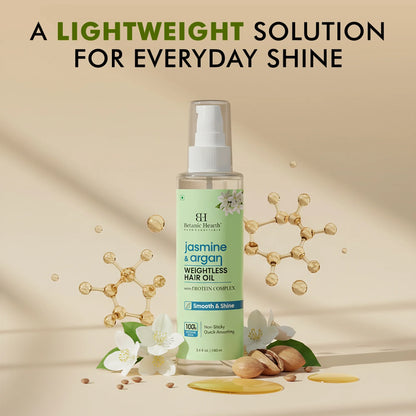 Argan & Jasmine Weightless Hair Oil, 3.4 Fl Oz | with Argan Oil & Jasmine Oil | Lightweight Non-Greasy Formula | Frizz Control, Smooth Shine & Soft Hair | for Dry, Frizzy & Fine Hair