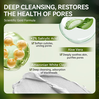 2.0 Blackhead Remover Mask, Nose Pore Strips with 2% Salicylic Acid | Peel off Face Mask with 60 PCS Strips, Pore Cleanser Purifying, Upgraded Aloe Mask for Nose/Face