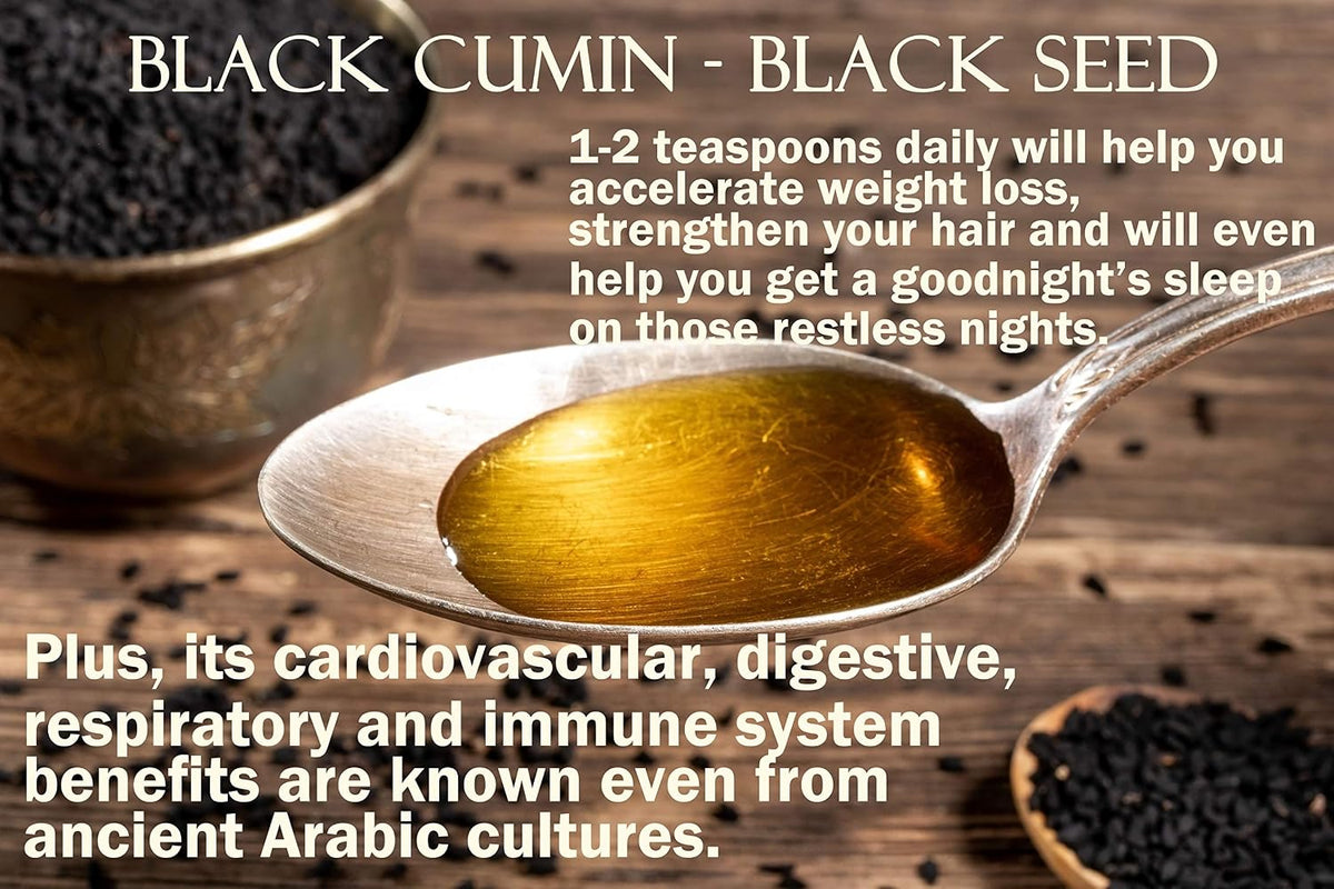 Egyptian Black Seed Oil 32 Oz Pure Natural Black Cumin Seed Oil Unrefined Cold Pressed Extra Virgin - Moisturizing, Soothing, Hydrating, & Nourishing for Hair Skin Body