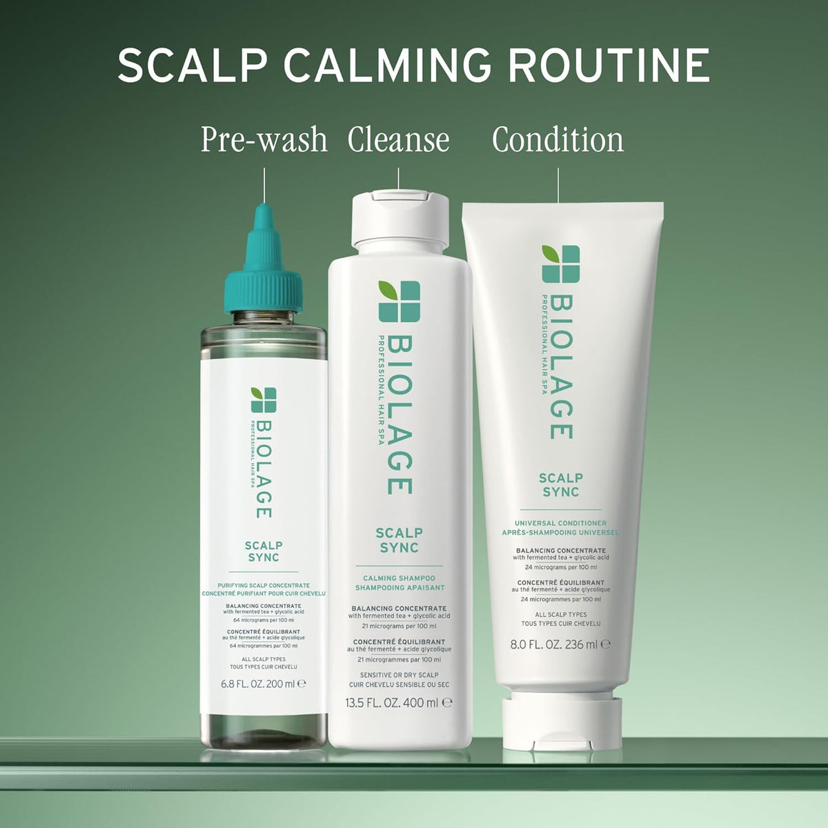 Biolage Scalp Sync Calming Shampoo – for Sensitive Scalps | Fermented Tea Blend, Glycolic Acid, Vegan, Paraben-Free, Gently Cleanses, Hydrates, Soothes