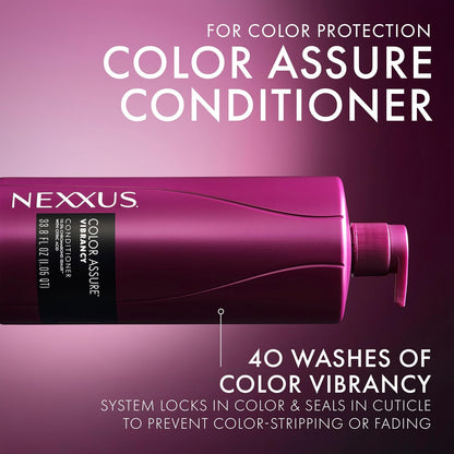 Nexxus Color Assure Vibrancy Conditioner for Color Treated Hair 33.8 Oz | for Frizz-Prone Hair, Helps Hydrate & Moisturize, Shampoo
