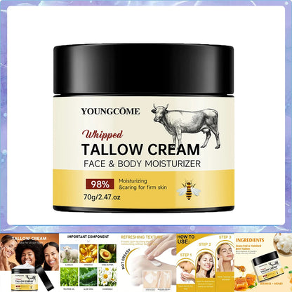 ​Beef Tallow Paste Deeply Moisturizer Honey Balm Brightening Wrinkle Remover Grass Fed Tallow Wild Honey Face Body Cream Skin
