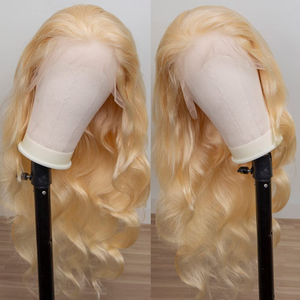 613 Blonde Body Wave Lace Front Wigs Human Hair 13X4 Brazilian Human Hair Wigs for Women 613 Blonde Lace Frontal Wigs Pre Plucked with Baby Hair 200% Density (26 Inch, 613 13X4 Body)
