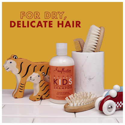 Shea Moisture Kids Shampoo Mango & Carrot Extra Nourishing 8Oz | for All Kids - Gently Cleanse, Nourish, and Detangle Curly Hair with Mango Butter, Carrot Oil, and Shea Butter.