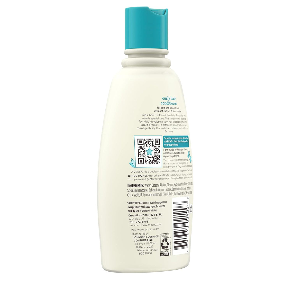 Aveeno Kids Curly Hair Conditioner, 12 Fl. Oz | Hydrating Conditioner, Oat Extract & Shea Butter, Gentle Scent, Detangles & Moisturizes Curls