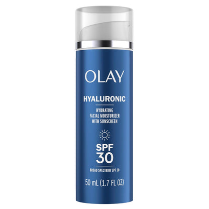 Hyaluronic SPF 30 Hydrating Moisturizer with Sunscreen, Broad Spectrum SPF 30, Fragrance-Free, 1.7 Oz