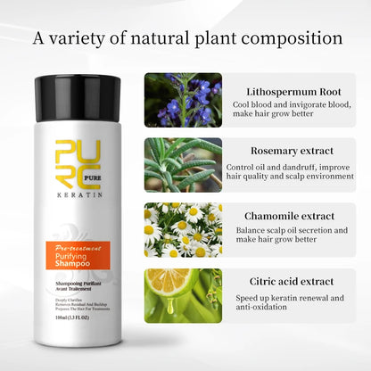 Hair Purifying Shampoo Conditioner Keratin Straightening Treatment Cleaning Soft Smooth Hair Scalp Hair Care Salon Products