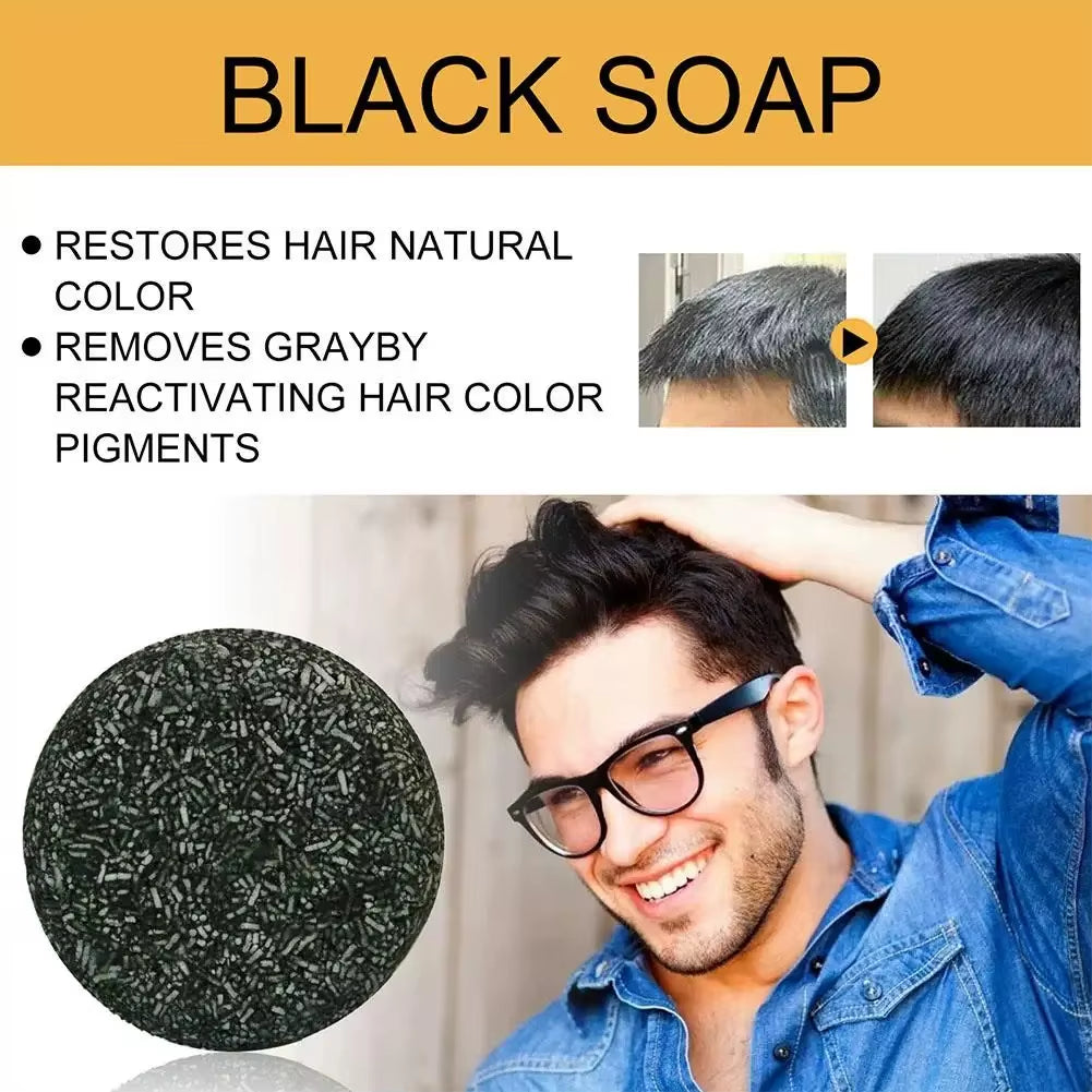 50G Grey Coverage Bar Shampoo Repair Gray White Hair Color Treatment Nourishing anti Dandruff Natural Hair Darkening Soap