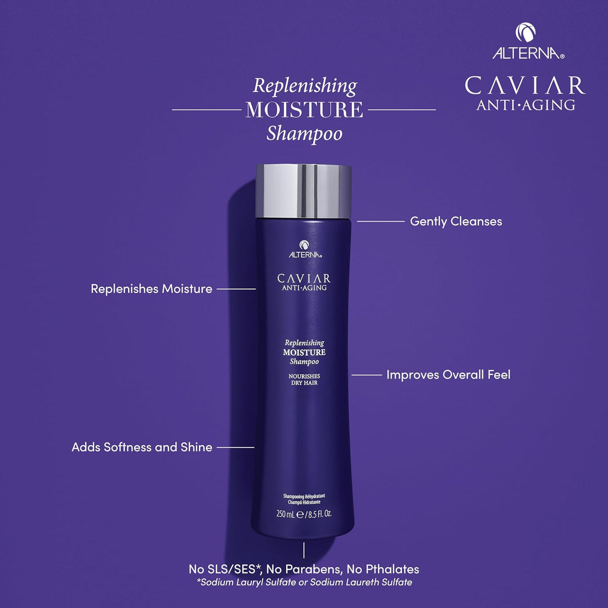 Alterna CAVIAR Anti-Aging Replenishing Moisture Shampoo | for Dry, Brittle Hair | Protects, Restores & Hydrates | Sulfate Free