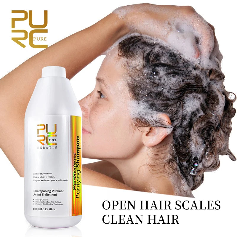Hair Purifying Shampoo Conditioner Keratin Straightening Treatment Cleaning Soft Smooth Hair Scalp Hair Care Salon Products