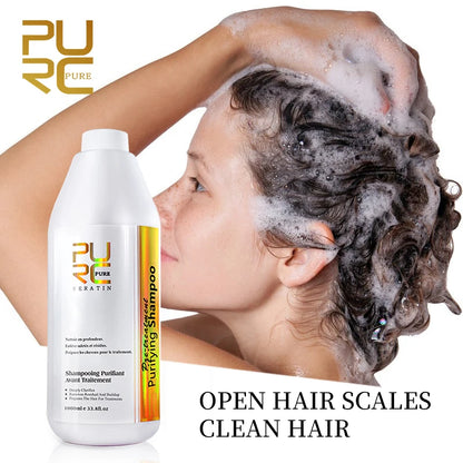 Hair Purifying Shampoo Conditioner Keratin Straightening Treatment Cleaning Soft Smooth Hair Scalp Hair Care Salon Products
