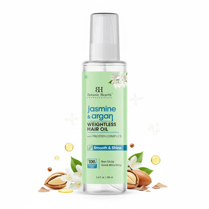 Argan & Jasmine Weightless Hair Oil, 3.4 Fl Oz | with Argan Oil & Jasmine Oil | Lightweight Non-Greasy Formula | Frizz Control, Smooth Shine & Soft Hair | for Dry, Frizzy & Fine Hair