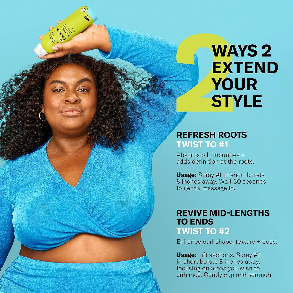 Devacurl Dry No-Poo Moisturizing Dry Shampoo | Non-Drying Formula | Invisible Finish | for All Curly Hair Types