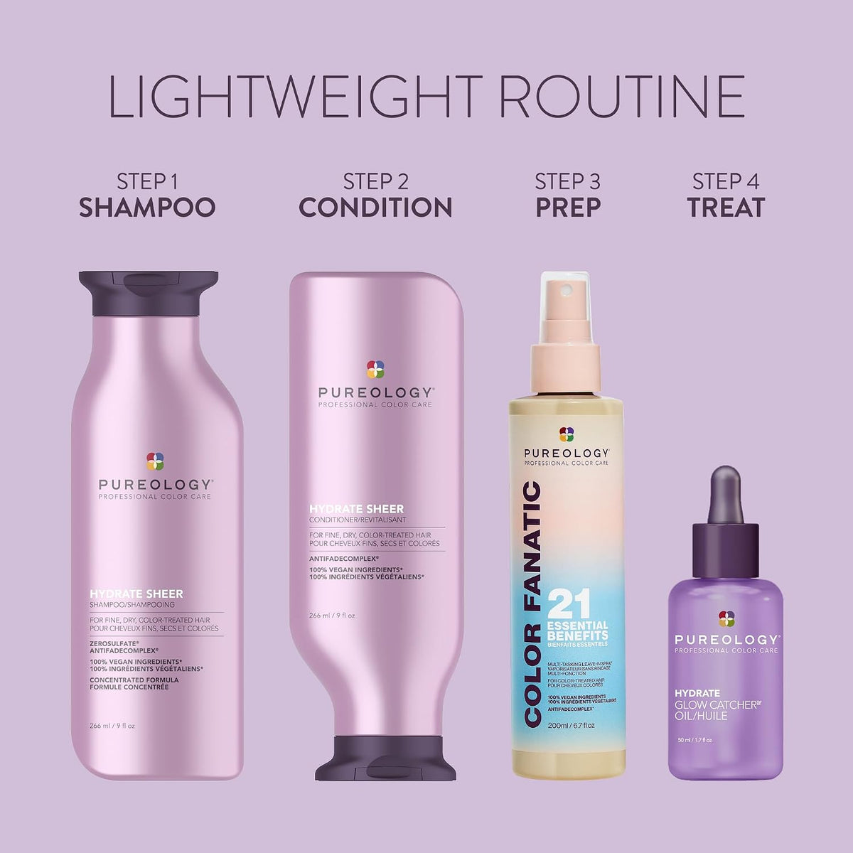 Pureology Hydrate Sheer Shampoo - Lightweight Hydrating Shampoo for Fine or Dry Color-Treated Hair, Silicone-Free & Vegan