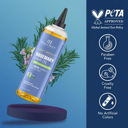 Lightweight Rosemary Hair Oil 6.7 Fl Oz | Non-Greasy Oil for Fine & Thin Hair | with Rosemary, Castor Oil & Biotin | Smooths Frizz & Adds Shine | for Men & Women