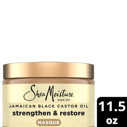 Shea Moisture Hair Mask 2-Pack – Jamaican Black Castor Oil Strengthen & Restore Masque for Repairing Dry, Damaged Hair, 12 Oz Ea