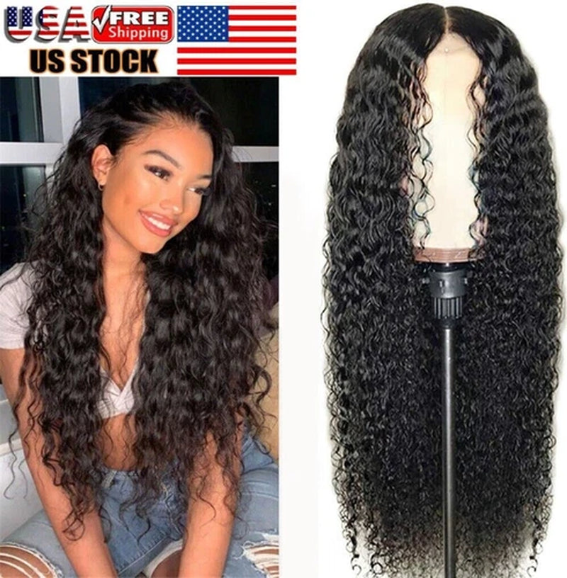 AA Hair Front Wig Womens Brazilian Human Long Curly Lace Wavy Hair Wigs US 2024
