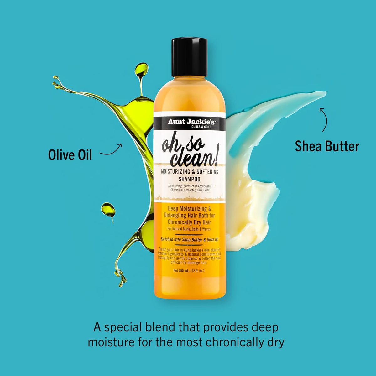 Curls and Coils Oh so Clean Deep Moisturizing and Softening Hair Shampoo for Natural Curls, Coils and Waves, Enriched Shea Butter, 12 Oz