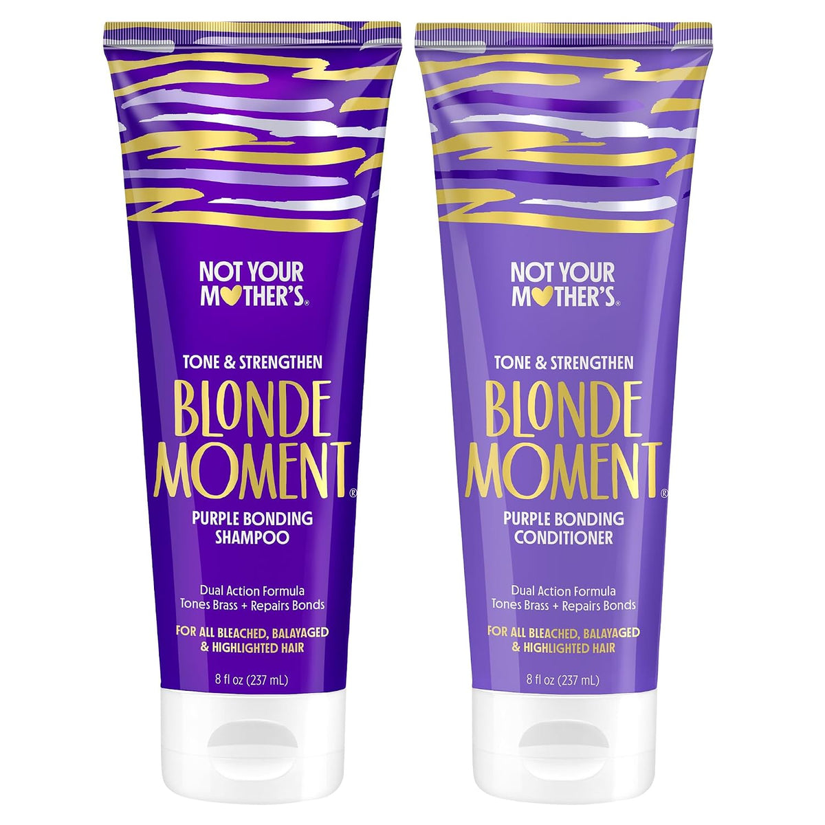 Blonde Moment Purple Shampoo and Conditioner (2-Pack) - 8 Fl Oz - Ideal for Blonde, Highlighted Brunette, Silver Hair - Helps with Bonding, Anti-Brass Toning, Repair, and Hydration