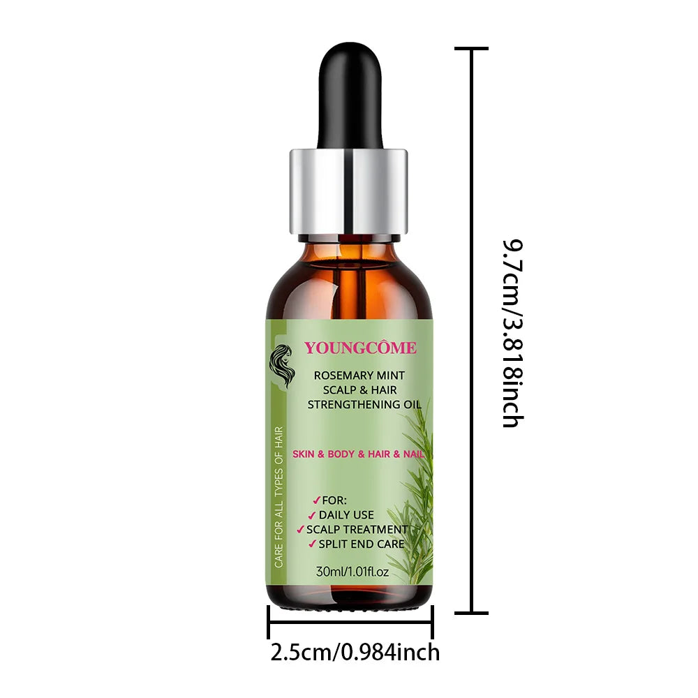 Rosemary Mint Scalp Hair Strengthening Oil,Deep Hydration,Repairs Damage，Enhances Shine，Promotes Growth，Smooths & Detangles
