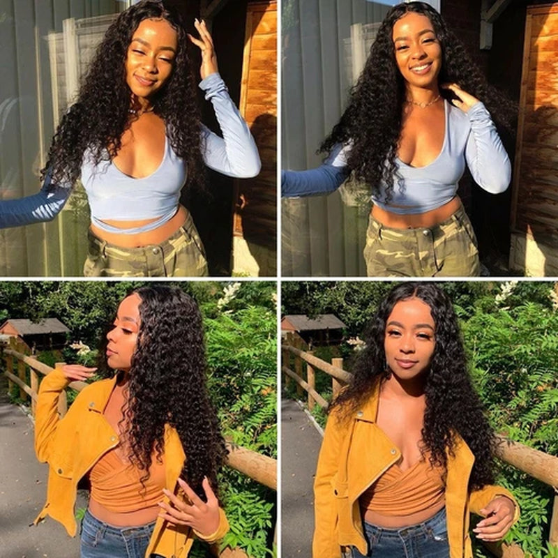 AA Hair Front Wig Womens Brazilian Human Long Curly Lace Wavy Hair Wigs US 2024