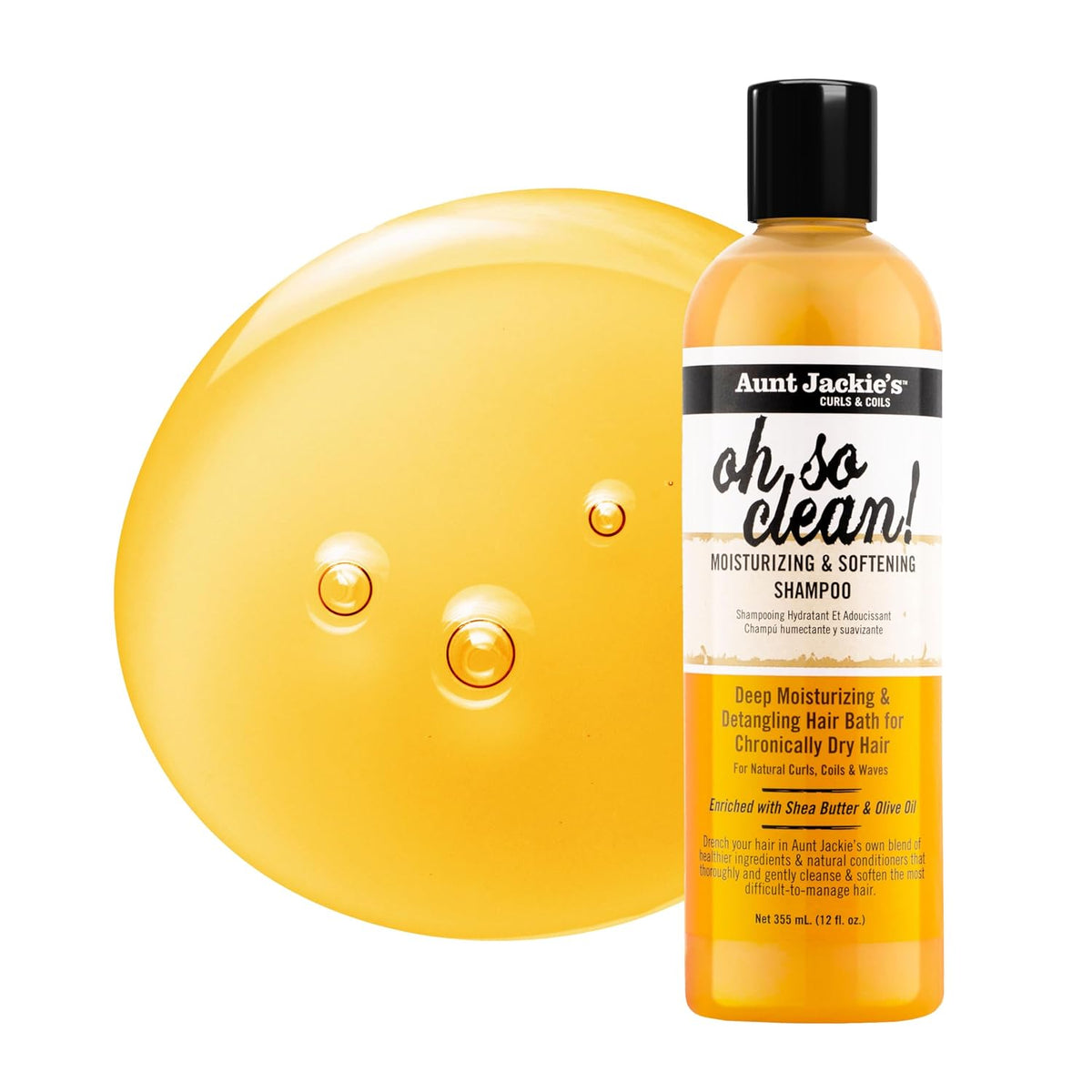 Curls and Coils Oh so Clean Deep Moisturizing and Softening Hair Shampoo for Natural Curls, Coils and Waves, Enriched Shea Butter, 12 Oz
