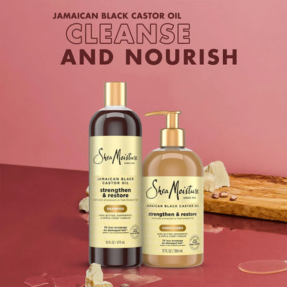 Shampoo & Conditioner Set, Jamaican Black Castor Oil | Strengthen & Restore Repair Treatment for Dry, Damaged Hair | Wavy, Coily, Kinky & Curly Hair | Shea Butter, Peppermint & ACV