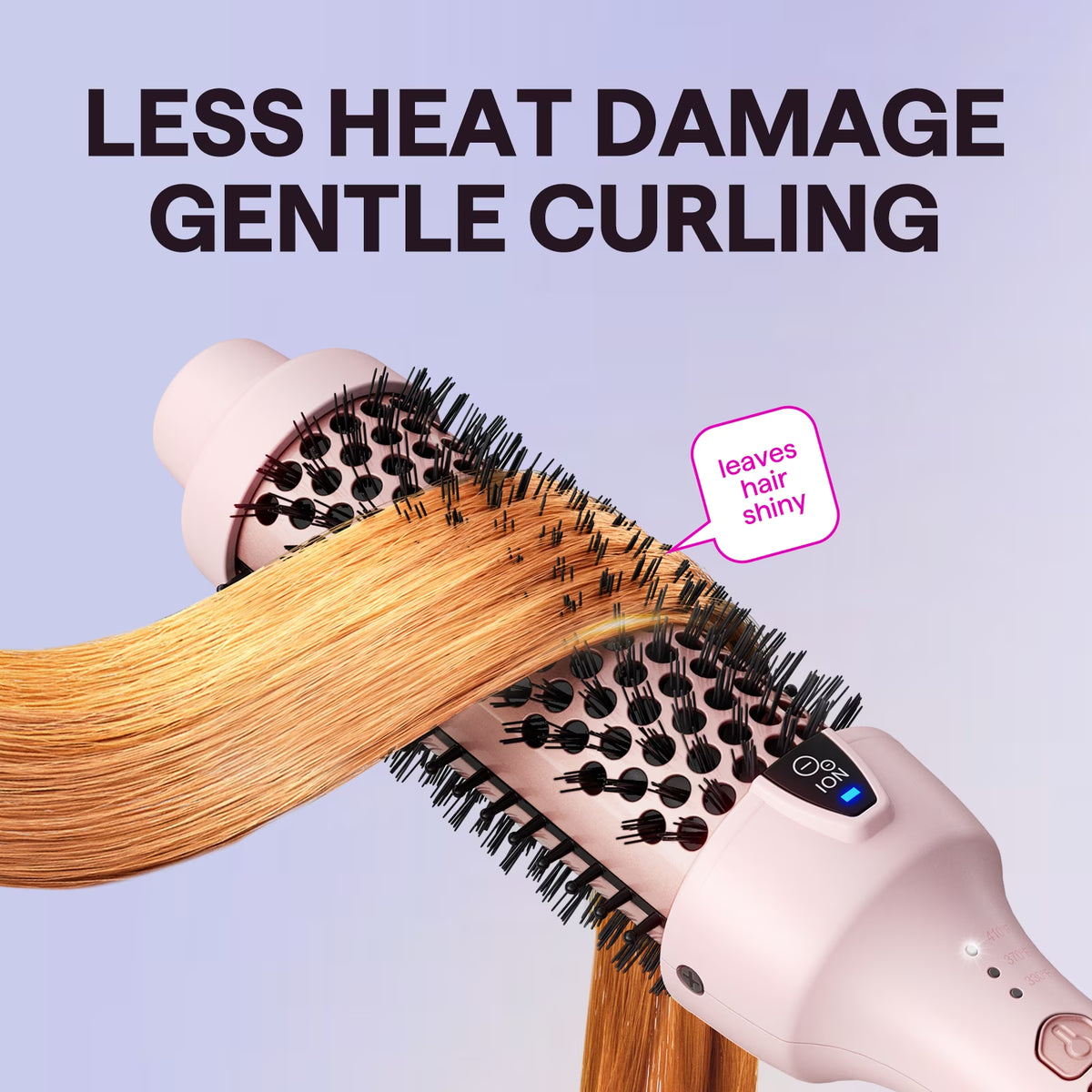 Thermal Brush for Blowout Look, 1 1/2 Inch Ionic Heated Nylon Brush Get Natural Curls, Pink