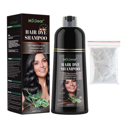 Black Hair Dye Shampoo ​Natural Hair Dye for Women & Men Gray Coverage Hair Color Shampoo for Dark Hair Long Lasting Results 16.9 Fl.Oz