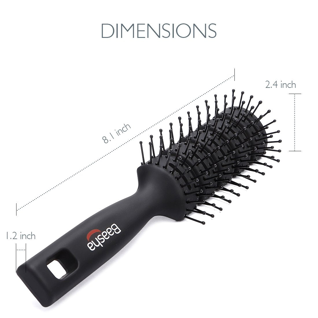 Hair Brush, Vented Brush for Blow Drying, Mens Short Hair Brush with Ball Tipped Bristles, Best for Wet or Dry Hair - Black