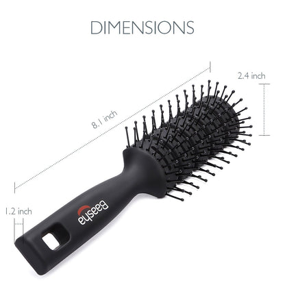 Hair Brush, Vented Brush for Blow Drying, Mens Short Hair Brush with Ball Tipped Bristles, Best for Wet or Dry Hair - Black