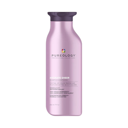 Pureology Hydrate Sheer Shampoo - Lightweight Hydrating Shampoo for Fine or Dry Color-Treated Hair, Silicone-Free & Vegan
