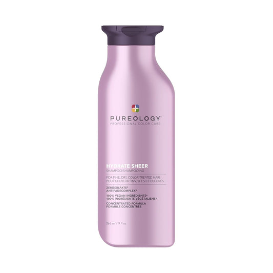 Pureology Hydrate Sheer Shampoo - Lightweight Hydrating Shampoo for Fine or Dry Color-Treated Hair, Silicone-Free & Vegan