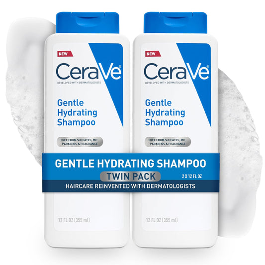 Gentle Hydrating Shampoo, with Ceramides, Niacinamide & Hyaluronic Acid for Soft, Healthy Looking Hair & Scalp, Sulfate Free & Color Safe Shampoo, for All Hair Types, 12 Oz (Pack of 2)