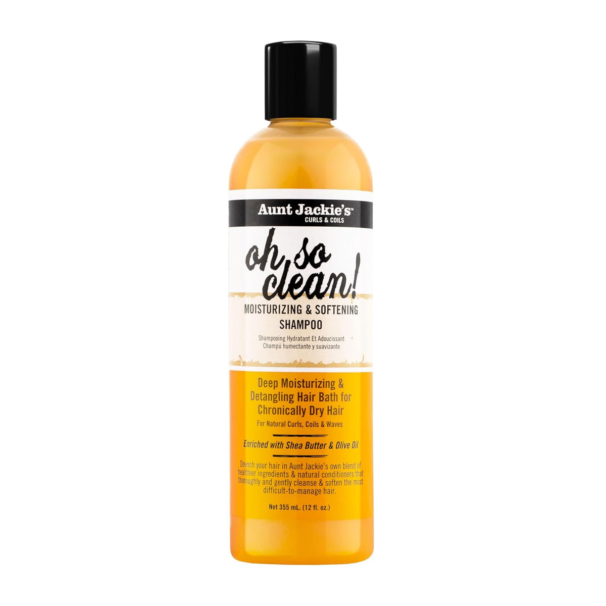 Curls and Coils Oh so Clean Deep Moisturizing and Softening Hair Shampoo for Natural Curls, Coils and Waves, Enriched Shea Butter, 12 Oz