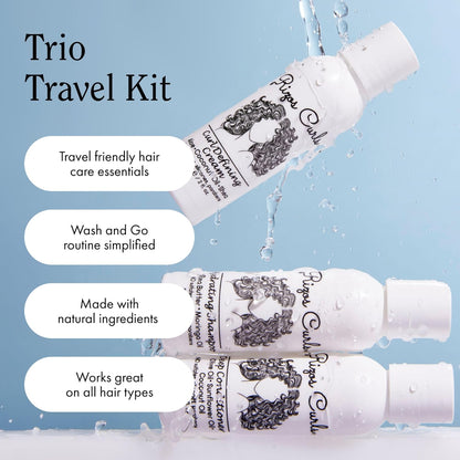 Trio Travel Curl Kit, Includes Travel Hydrating Shampoo, Travel Deep Conditioner, Travel Curl Cream, Gently Cleanse, Hydrate and Style, for All Curl Patterns 2A - 4C, 3 Pack of 2 Oz