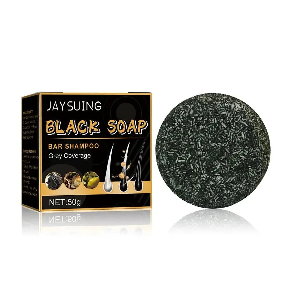 50G Grey Coverage Bar Shampoo Repair Gray White Hair Color Treatment Nourishing anti Dandruff Natural Hair Darkening Soap