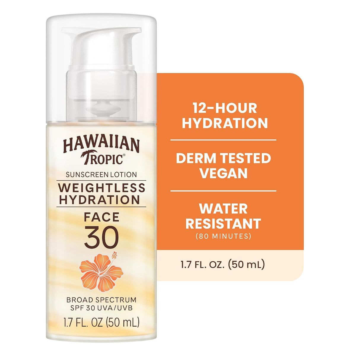 Weightless Hydration SPF 30 Face Sunscreen, 1.7 Fl Oz | Lightweight Hydrating Lotion, Travel Size Sunscreen for Face, Non-Comedogenic Sunblock, Layers under Makeup