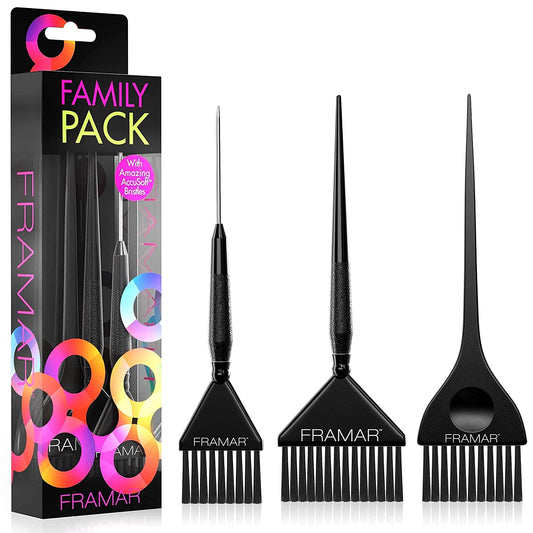 Family Hair Color Brush Set, Hair Dye Brush Kit – 3 Pack Black | Hair Coloring Brushes for Hair Stylist, Tint Brushes for Hair Color, Tapered Edges for Precision
