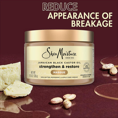 Shea Moisture Hair Mask 2-Pack – Jamaican Black Castor Oil Strengthen & Restore Masque for Repairing Dry, Damaged Hair, 12 Oz Ea