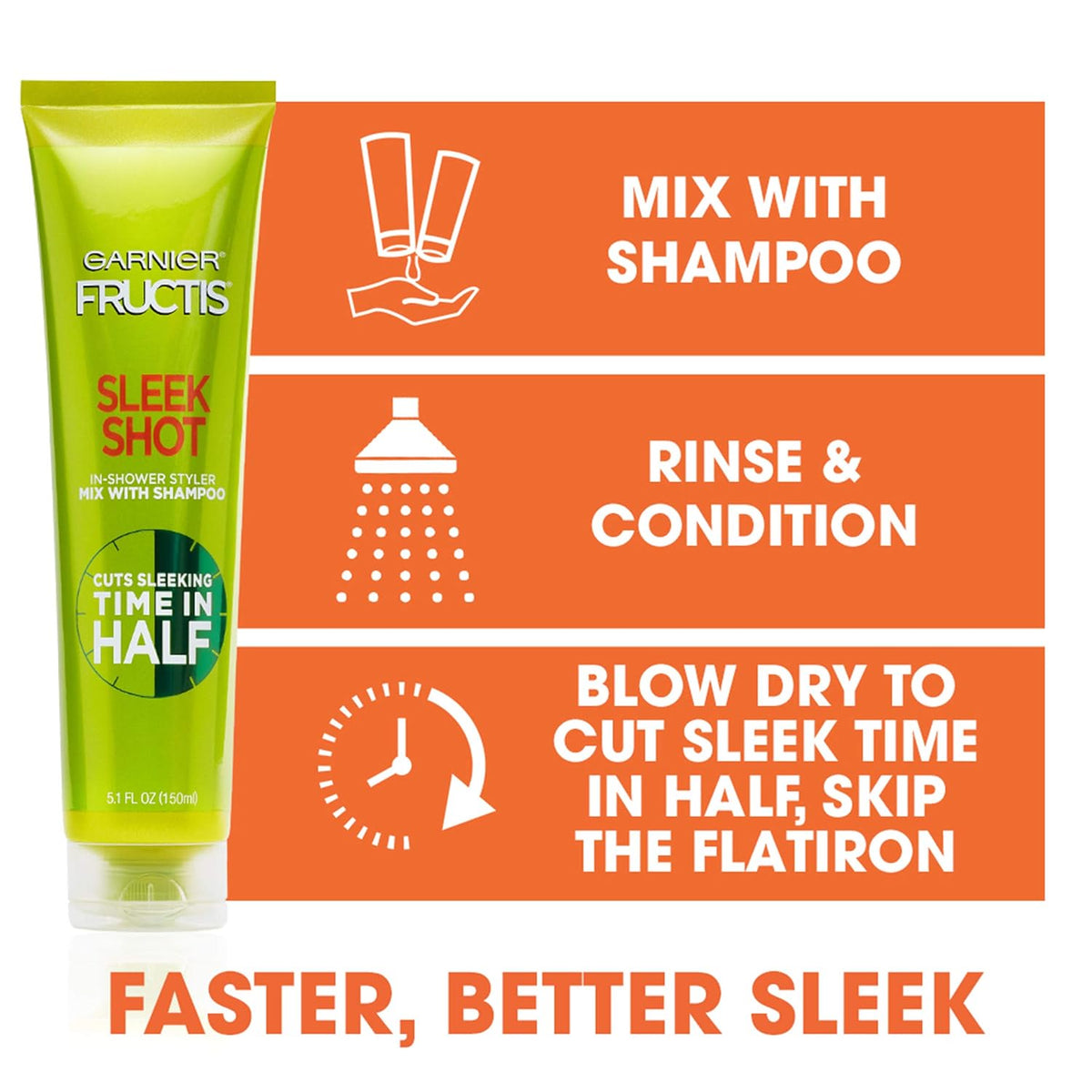 Garnier Hair Care Fructis Sleek Shot In-Shower Styler, 5.1 Fluid Ounce