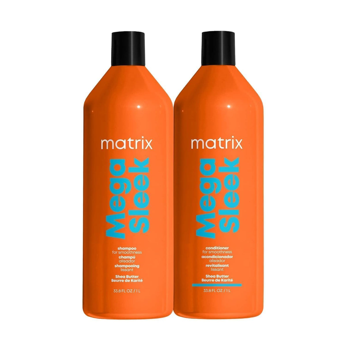 Matrix Mega Sleek Shampoo and Conditioner Set - Smoothing and Moisturizing, Anti-Frizz, Detangling, for All Dry, Damaged & Frizzy Hair Types, Nourishes with Shea Butter, Vegan