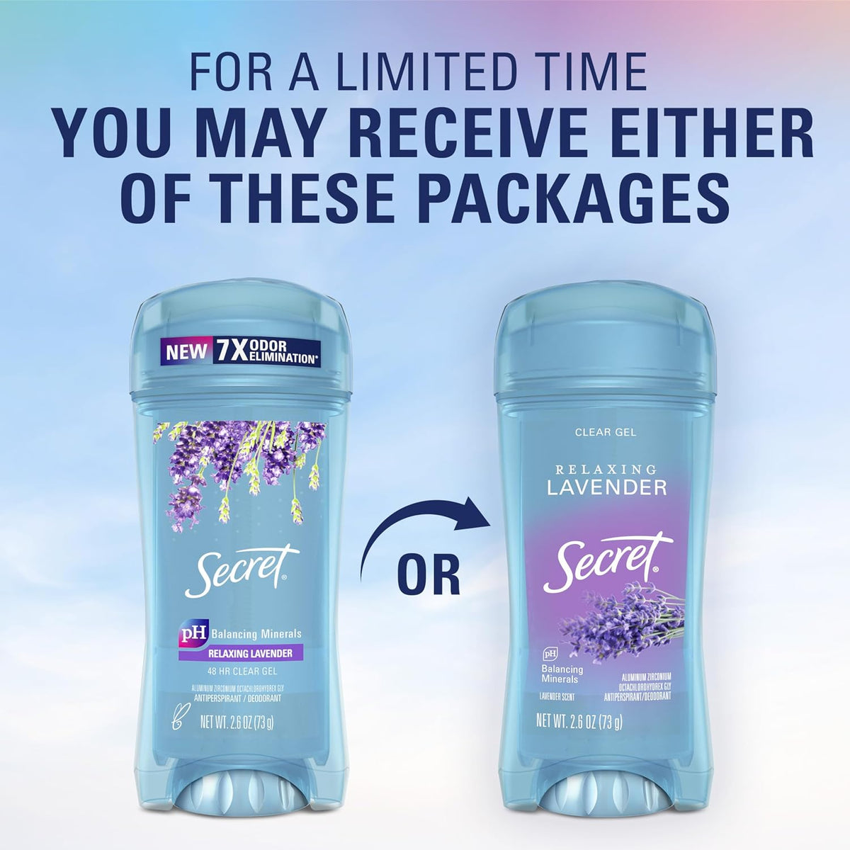 Fresh Antiperspirant Deodorant for Women, 72Hr Breathable Sweat & Odor Protection, Instant Freshness & Gentle, PH Balancing Minerals, Clear Gel, Relaxing Lavender Scent, 2.6 Oz