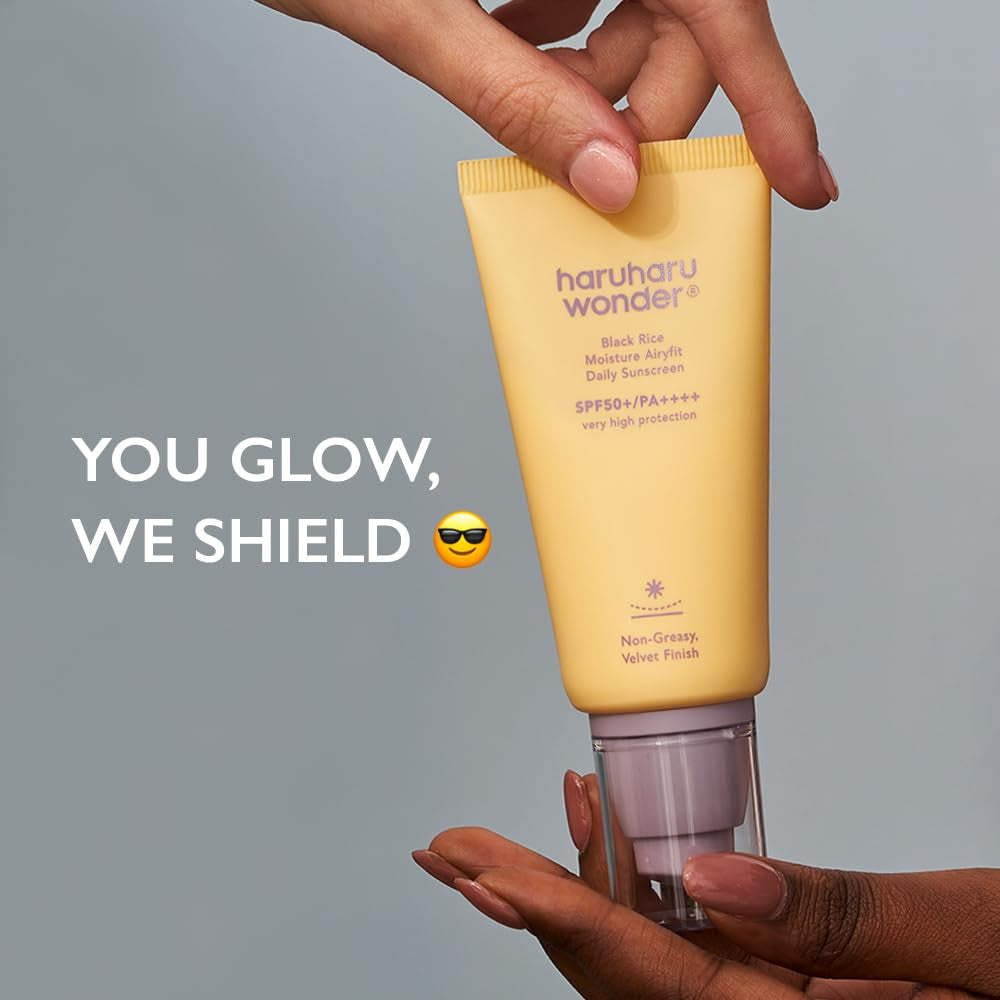 Black Rice Moisture Airyfit Daily Sunscreen SPF50+ 1.69 Fl.Oz. | No White Cast, Lightweight Application, Hydrating, Hyaluronic Acid, Ceramide, Sensitive Skin, Korean Skin Care