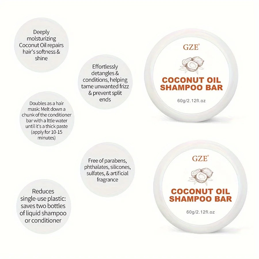 Coconut Oil Shampoo Bar, Moisturizing Bar Shampoo for Dry Hair