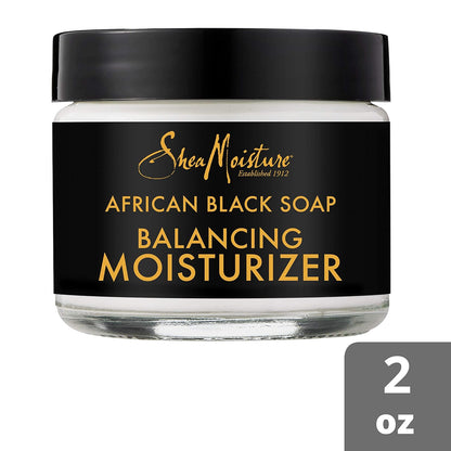 Shea Moisture Balancing Moisturizer African Black Soap 2 Oz | for Dry Skin. Paraben Free Skin Moisturizer