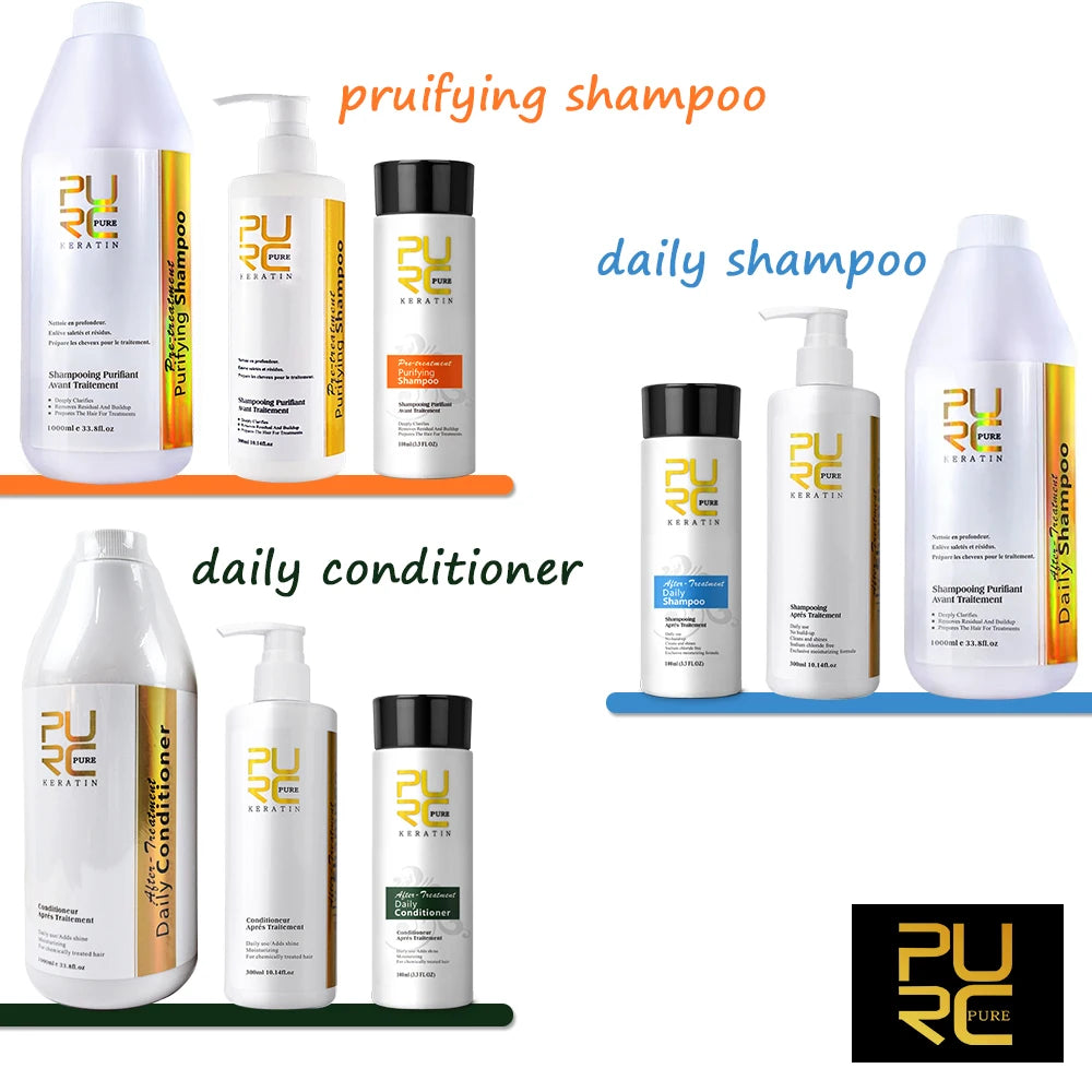Hair Purifying Shampoo Conditioner Keratin Straightening Treatment Cleaning Soft Smooth Hair Scalp Hair Care Salon Products