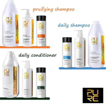Hair Purifying Shampoo Conditioner Keratin Straightening Treatment Cleaning Soft Smooth Hair Scalp Hair Care Salon Products
