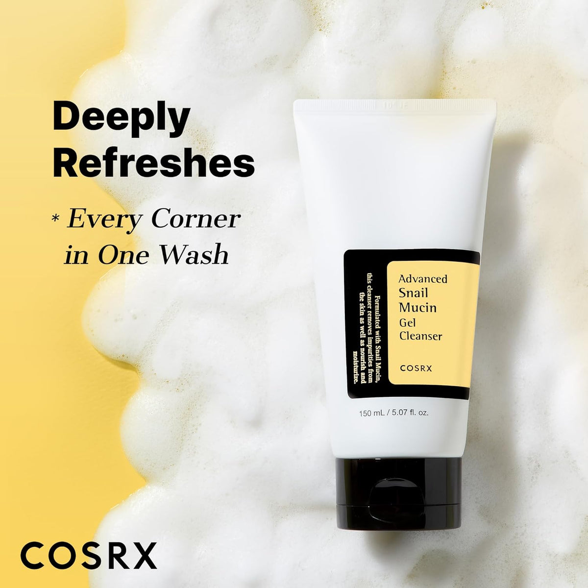 Advanced Snail Mucin Gel Cleanser for Dull, Sensitive Skin 5.07 Oz. | Rich Daily Deep Cleansing Gel Cleanser for Dull, Dry & Sensitive Skin, Korean Skin Care, Korean Face Wash